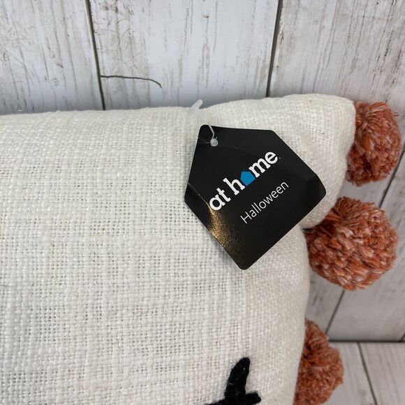 Trick It Treat Halloween Rectangular Throw Pillow  Decorative Pom Poms - NWT - Picture 6 of 10